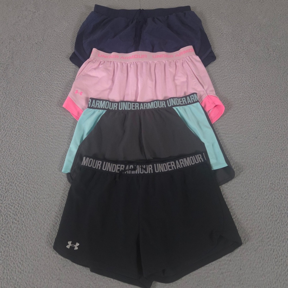 LOT OF 4 Under Armour Shorts Womens L Multi Fly-By 2.0 Play Up 3.0 Brief-Lined